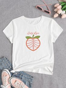 Deska Letter & Leaf Print Tee - White - View 1