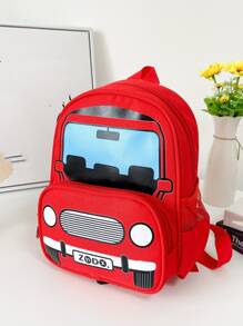 Cute Cartoon Large Capacity Backpack For Teenagers And Cars - Red - View 1