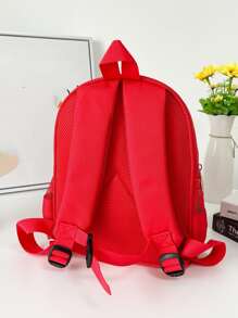 Cute Cartoon Large Capacity Backpack For Teenagers And Cars - Red - View 2