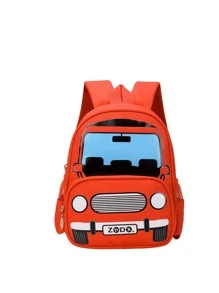 Cute Cartoon Large Capacity Backpack For Teenagers And Cars - Red - View 3