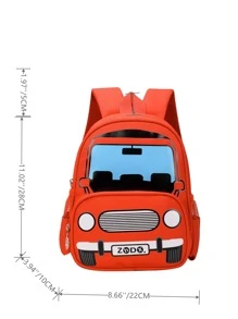 Cute Cartoon Large Capacity Backpack For Teenagers And Cars - Red - View 4