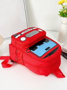 Cute Cartoon Large Capacity Backpack For Teenagers And Cars - Red - View 5