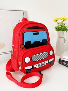 Cute Cartoon Large Capacity Backpack For Teenagers And Cars - Red - View 6