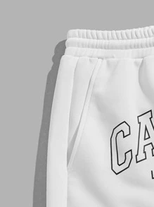 Manfinity Men Letter Graphic Two Tone Drawstring Waist Shorts - Multicolor - View 4