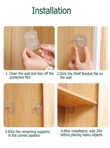 6入組自黏式擱板支架 - 無色 - 查看 4