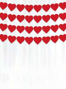 10pcs Heart Design Pull Flag, Red Non-woven Fabric Hanging Banner For Valentine's Day - Red - View 3