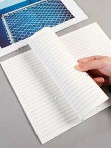 1pc Plastic Cover Notebook With Horizontal Lines And Coil Binding, 80 Pages - Multicolor - View 2