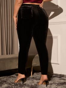 SHEIN Clasi Plus High Waist Skinny Trousers - Black - View 2