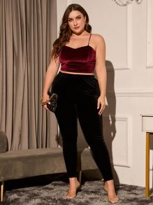 SHEIN Clasi Plus High Waist Skinny Trousers - Black - View 3