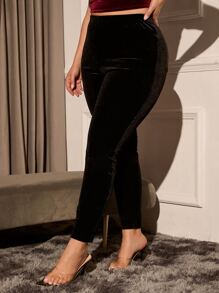 SHEIN Clasi Plus High Waist Skinny Trousers - Black - View 4