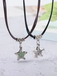 Hợp kim thời trang và phổ biến dành cho nam giới 2 chiếc Cặp đôi trang trí bằng đá nhân tạo Vòng cổ mặt dây chuyền ngôi sao để làm quà tặng trang sức và cho vẻ ngoài sành điệu - Nhiều màu - Xem 1