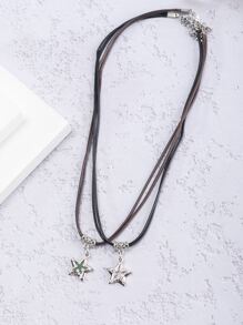 Hợp kim thời trang và phổ biến dành cho nam giới 2 chiếc Cặp đôi trang trí bằng đá nhân tạo Vòng cổ mặt dây chuyền ngôi sao để làm quà tặng trang sức và cho vẻ ngoài sành điệu - Nhiều màu - Xem 3