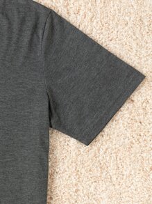 Flirla Plus Cat & Slogan Graphic Tee - Dark Grey - View 3