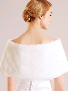 Chal de boda con decoración de lazo y textura suave para ropa de mujer en otoño - Beis - Ver 2