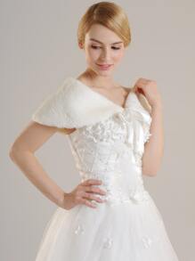 Chal de boda con decoración de lazo y textura suave para ropa de mujer en otoño - Beis - Ver 5