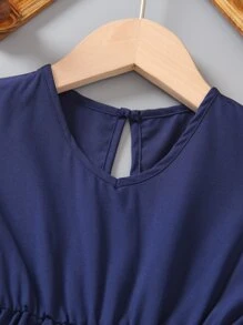 SHEIN Toddler Girls Colourblock Keyhole Back Ruffle Hem Dress - Multicolor - View 4