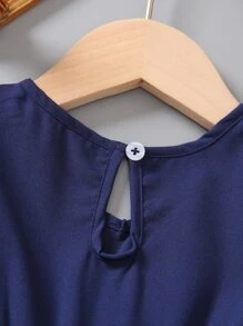 SHEIN Toddler Girls Colourblock Keyhole Back Ruffle Hem Dress - Multicolor - View 6