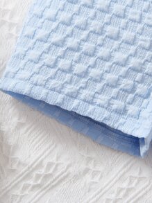 SHEIN Toddler Girls Puff Sleeve Button Front Blouse & Shorts - Blue - View 5