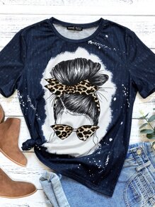 SHEIN LUNE Camiseta con estampado de figura