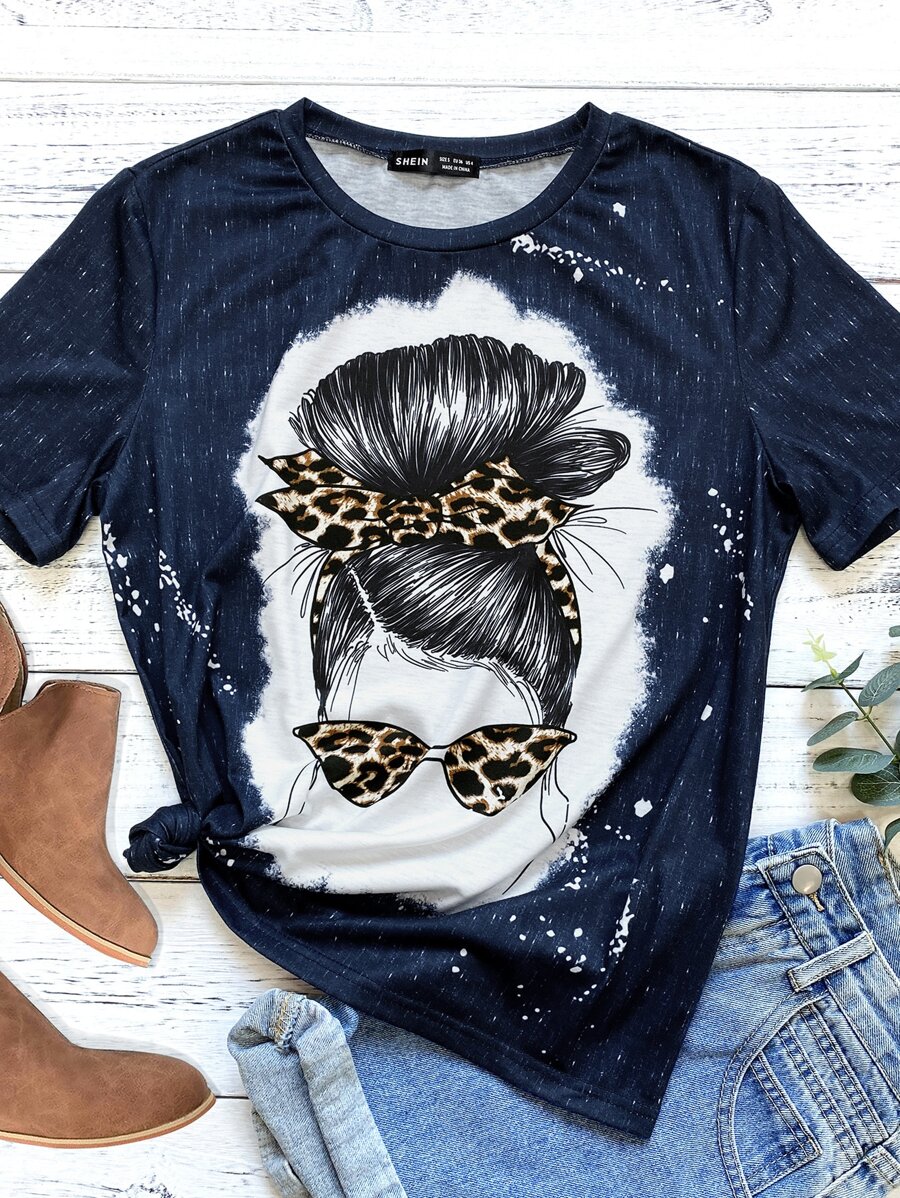 SHEIN LUNE Camiseta con estampado de figura