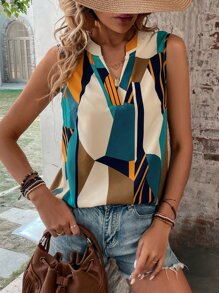 SHEIN LUNE Áo sơ mi nữ Hình học Tất cả trên in Giải trí - Nhiều màu - Xem 3