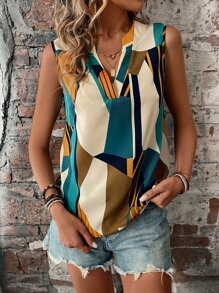 SHEIN LUNE Áo sơ mi nữ Hình học Tất cả trên in Giải trí - Nhiều màu - Xem 6