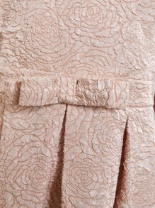 SHEIN Đầm Gái Tương phản Mesh Xếp li Dây kéo Nơ Bướm màu trơn Buổi tiệc - Bụi hồng - Xem 3