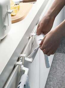 1 PC Cửa tủ tối giản Giá treo khăn thùng đơn - trắng - Xem 1