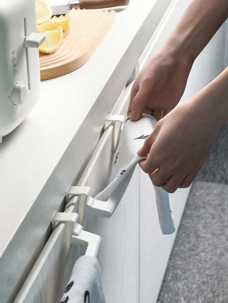 1 PC Cửa tủ tối giản Giá treo khăn thùng đơn - trắng - Xem 1