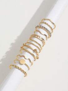 12pcs/set Round Decor Ring - Yellow Gold - View 3