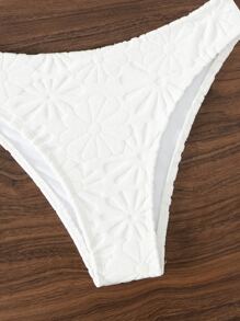 SHEIN Solid Bikini Set Textured Lace Up Back Bra & Bikini 2 Pieces Bikini Summer Beach - White - View 8
