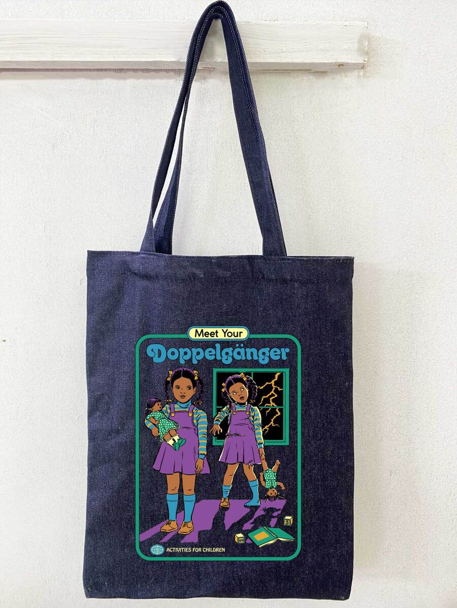 Stevenrhodes Letter & Figure Graphic Shopper Bag - Navy Blue - View 1