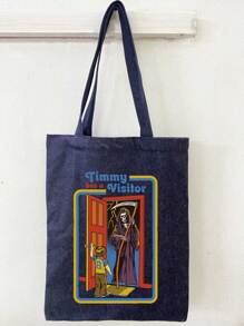 Stevenrhodes Ghost & Figure Graphic Shopper Bag - Navy Blue - View 1