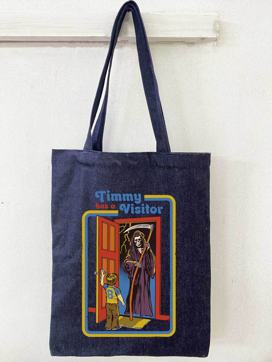 Stevenrhodes Ghost & Figure Graphic Shopper Bag - Navy Blue - View 1