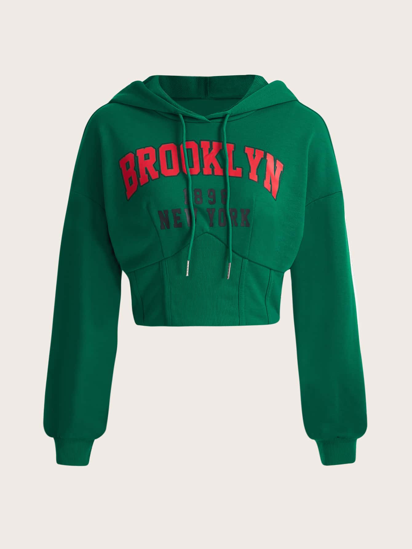 SHEIN EZwear 字母圖案落肩袖抽繩連帽衫