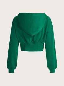 SHEIN EZwear 字母圖案落肩袖抽繩連帽衫