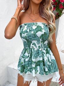 SHEIN WYWH Paisley Print Tube Top - Multicolor - View 5