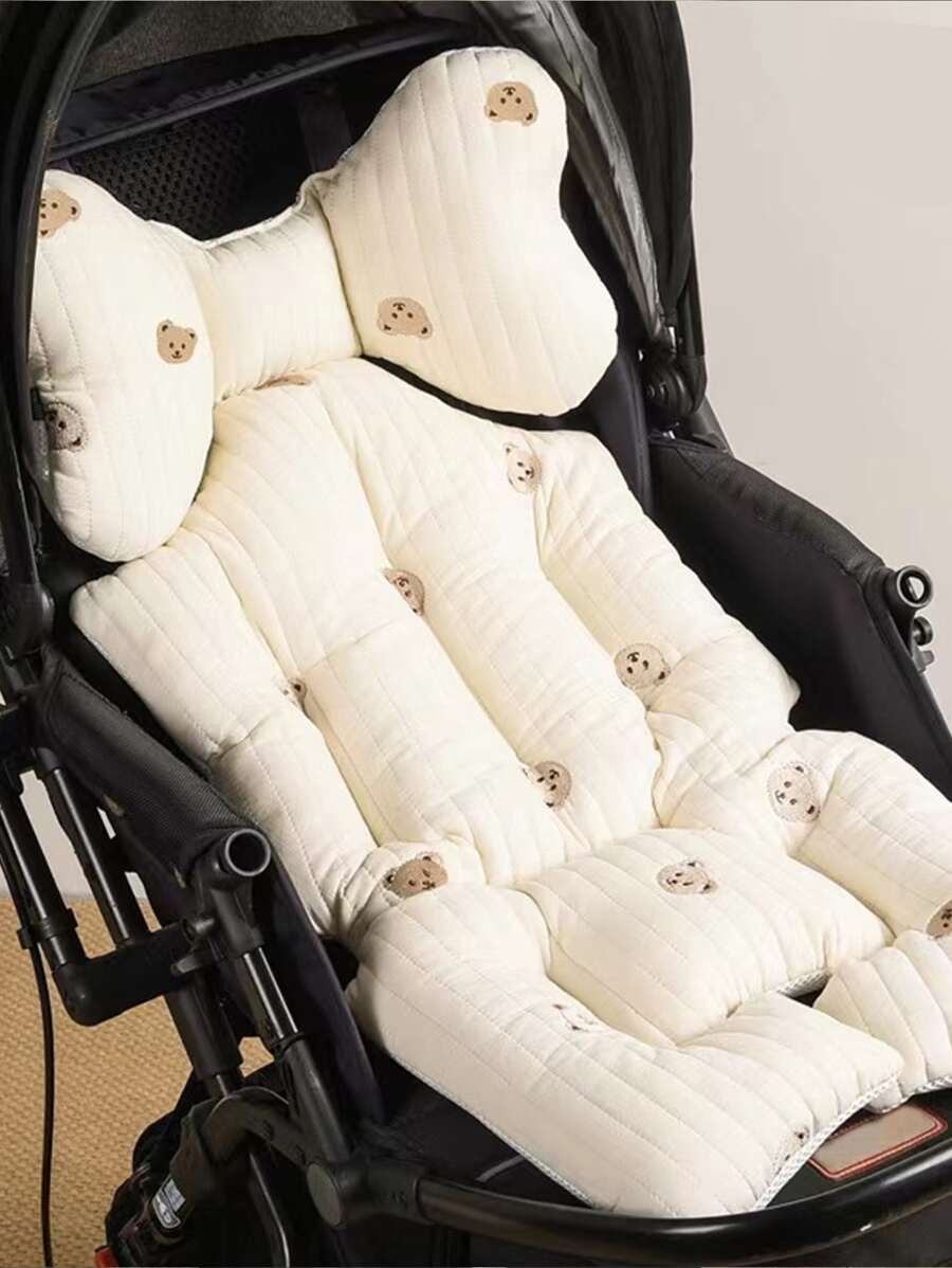 1pc Baby Bear Pattern Seat Liner - Beige - View 1