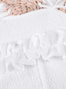 嬰兒女孩荷葉邊蝴蝶結肩帶連身衣和髮帶