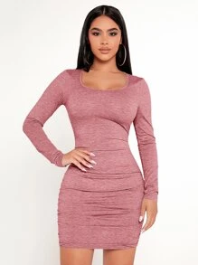 SHEIN PETITE Cut Out Back Ruched Bodycon Dress