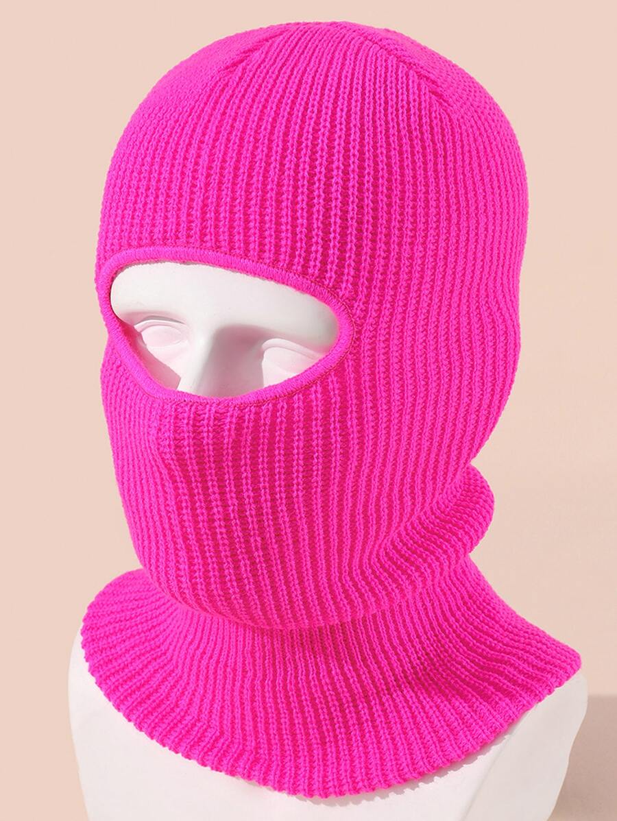 1入組1孔滑雪面罩針織口罩冬天巴拉克拉法帽充分口罩適合男士女士冬天戶外運動 - 玫紅色 - 查看 1