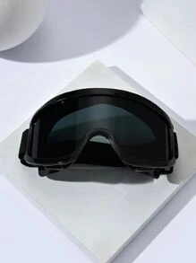 POLASUP 1pc All-Black Oversized Elastic Band Ski Goggles Need To Be Used With Anti-Fog Wipes, Soft Touch Sponge, Windproof, Sand-Proof, -Proof, Protective Mask, Suitable For Gliding, Skiing, Cycling, Adventure, Motorcycles, Off-Road, Mud-Proof, Washable, Outdoor Sports, Colorful Coating, Reflective Film Layer Ski Goggles - Black - View 6