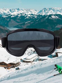 POLASUP 1pc All-Black Oversized Elastic Band Ski Goggles Need To Be Used With Anti-Fog Wipes, Soft Touch Sponge, Windproof, Sand-Proof, -Proof, Protective Mask, Suitable For Gliding, Skiing, Cycling, Adventure, Motorcycles, Off-Road, Mud-Proof, Washable, Outdoor Sports, Colorful Coating, Reflective Film Layer Ski Goggles - Black - View 7