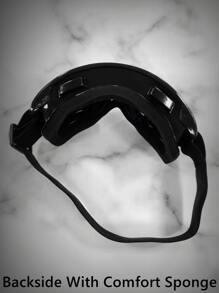 POLASUP 1pc All-Black Oversized Elastic Band Ski Goggles Need To Be Used With Anti-Fog Wipes, Soft Touch Sponge, Windproof, Sand-Proof, -Proof, Protective Mask, Suitable For Gliding, Skiing, Cycling, Adventure, Motorcycles, Off-Road, Mud-Proof, Washable, Outdoor Sports, Colorful Coating, Reflective Film Layer Ski Goggles - Black - View 8