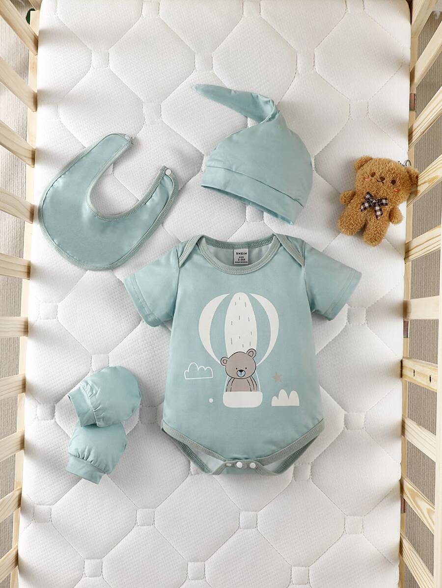 Newborn Baby Boy Cartoon Graphic Bodysuit - Blue - View 1