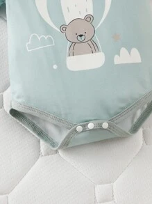 Newborn Baby Boy Cartoon Graphic Bodysuit - Blue - View 5