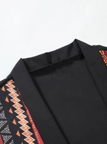 Manfinity RSRT 男式寬鬆幾何圖案落肩和服外套(不包括T恤)，長袖圖案色彩繽紛休閒襯衫，男友送禮佳品