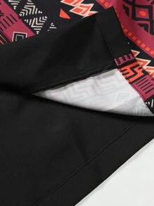 Manfinity RSRT 男式寬鬆幾何圖案落肩和服外套(不包括T恤)，長袖圖案色彩繽紛休閒襯衫，男友送禮佳品