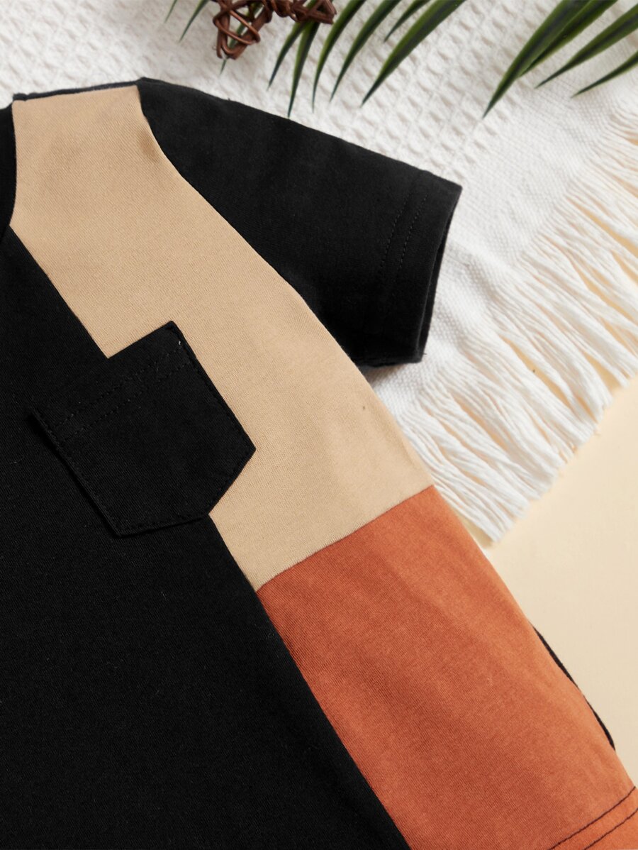 SHEIN Baby Boy Color Block Patched Pocket Tee SHEIN USA