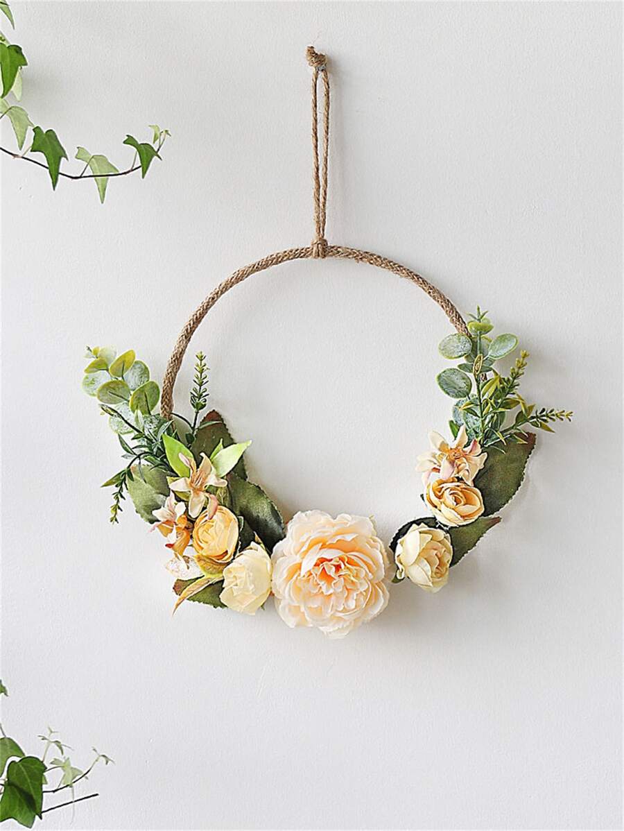 Flower Decor Circle Design Hanging Decoration - Multicolor - View 1
